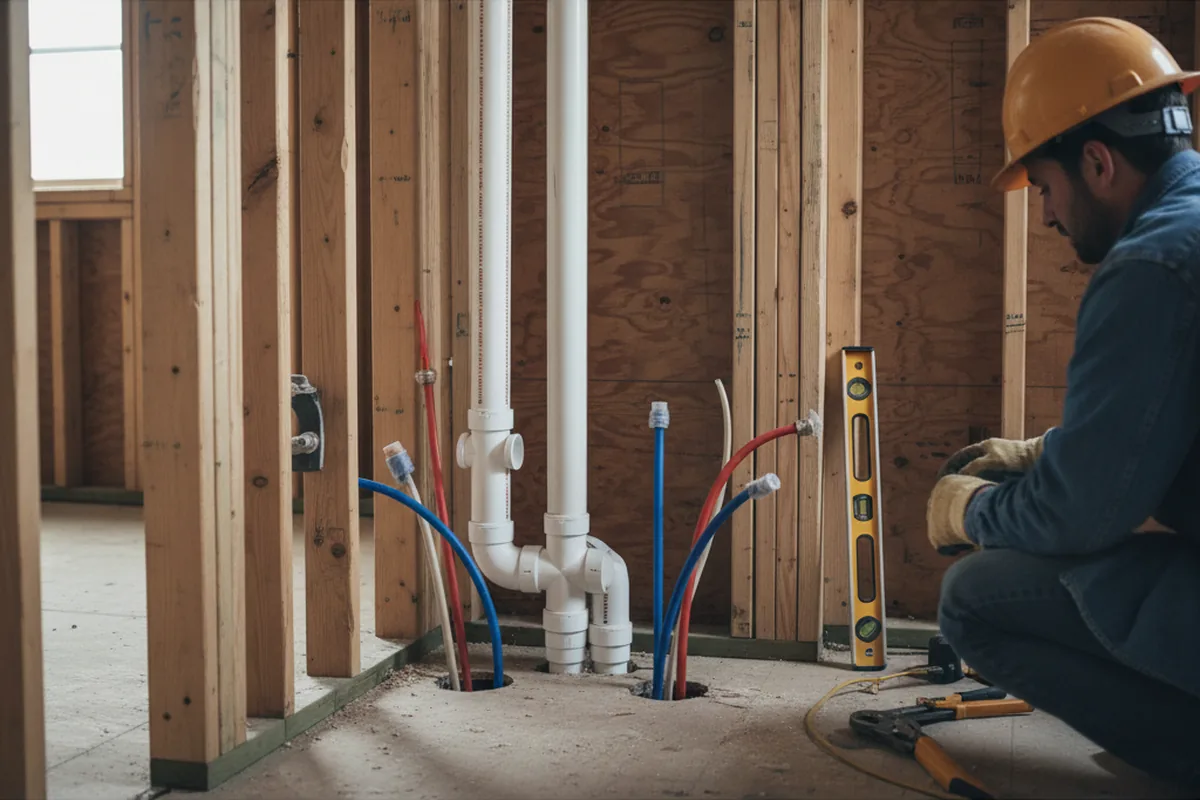 Drain and supply rough-in during Sump Pump Repair in Bayside
