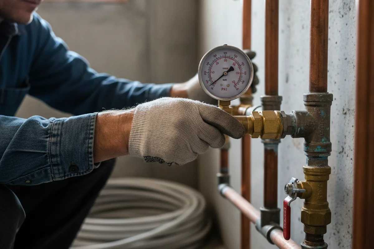 Pressure testing a repaired line during Water Line Repair in Bayside